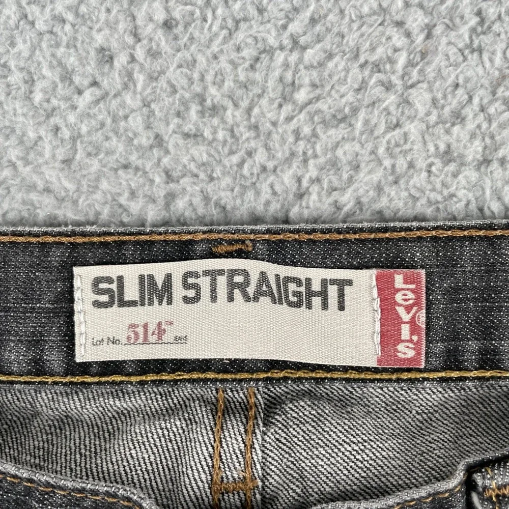 Levi's Jeans Mens 34x32 Black‎ Gray 514 Slim Straight Denim Pants Made in Mexico